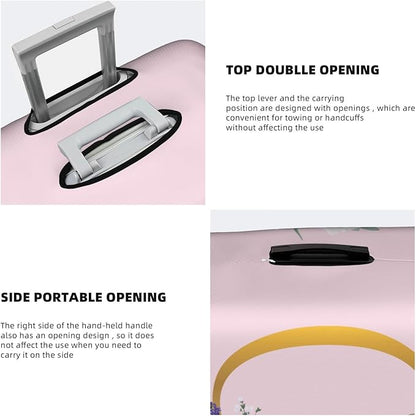 Flower Lette O Pink Luggage Cover Elastic Washable Stretch Suitcase Protector Anti-Scratch Travel Suitcase Cover for Kid and Adult S (18-21 inch suitcase)