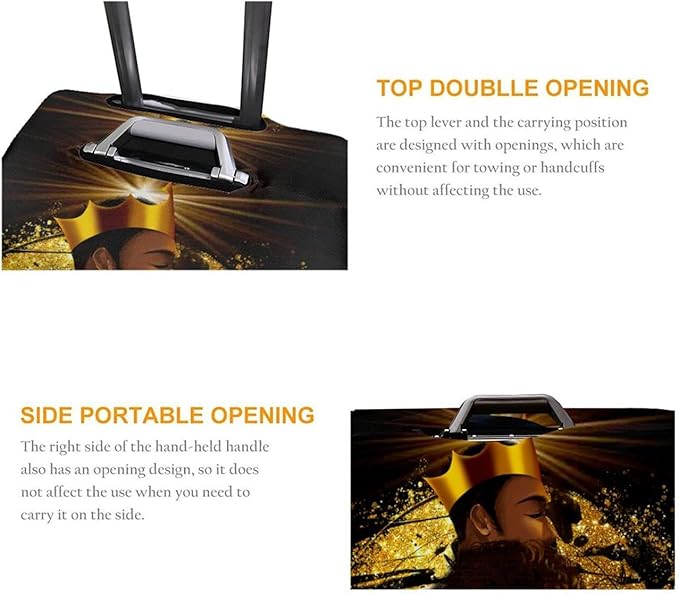 Travel Suitcase Protector African Queen And King Black Crown Elastic Protective Washable Luggage Cover With Concealed Zipper Suitable For XL (A little large)