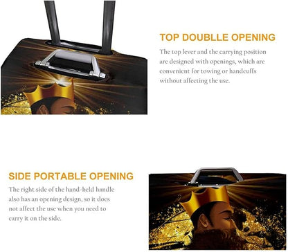 Travel Suitcase Protector African Queen And King Black Crown Elastic Protective Washable Luggage Cover With Concealed Zipper Suitable For Medium (A little large)