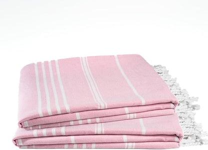 Cotton Turkish Beach Towel with Towels Oversized 36"x72" Pool Absorbent Extra Large Quick Dry Sand Travel Towel (Peony Plush, 2 Pack)