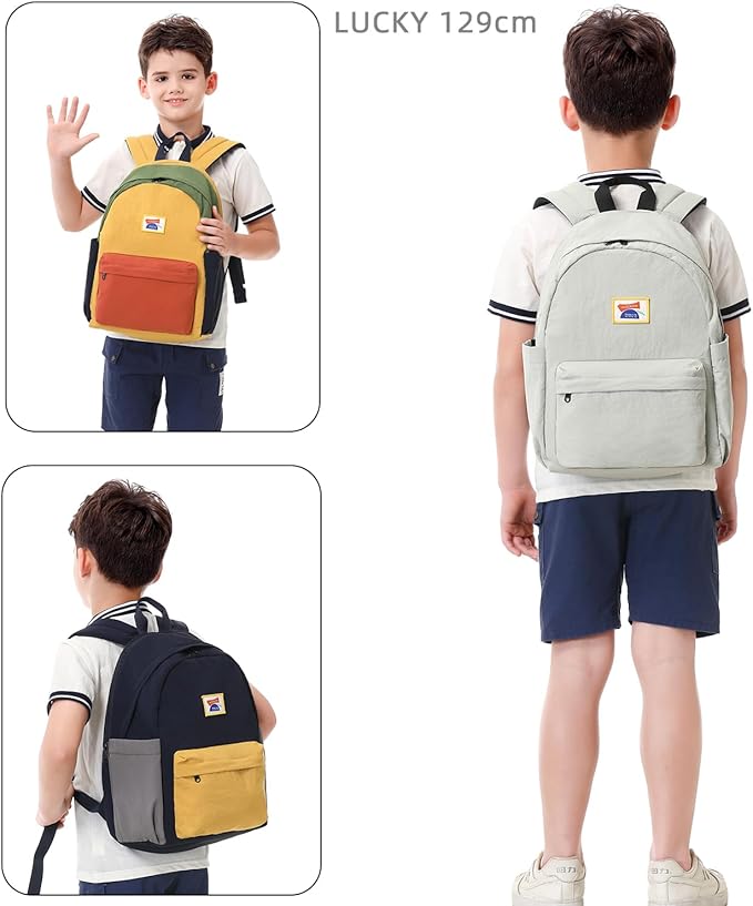 willikiva Kids Backpack for School Boys Girls Teens Toddler Backpack Waterproof Kindergarten Preschool Elementary Bookbag Children Travel Bag(Bean Grey Green,Medium)