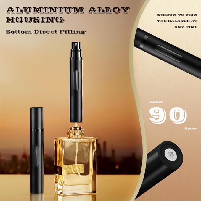 10ml Perfume Atomizer Travel Refillable, 3PCS Perfume Travel Refillable Bottle,Bottom-Filling Fragrances Perfumes Bottle,Mini Cologne Dispenser,Portable Sprayer（Black-Grey-Silver）