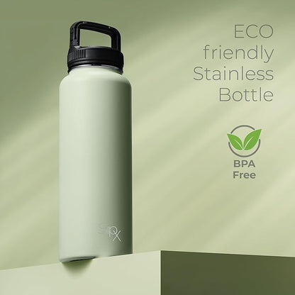 SipX™ Triple-Insulated Stainless Steel Water Bottle 40oz. With 3 Lids, BPA-Free Reusable Insulated Water Bottle Keeps Cold 24 Hours, Metal Water Bottle Made Of Sustainable Material For Hiking & Biking