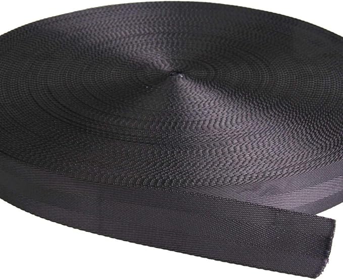 Flat Nylon Webbing 1 Roll 10 Yards 1.5 Inch Wide Strap for DIY Making Luggage Strap, Dog Leashes, Lawn Chairs, Hammocks, Towing, Outdoor Activities, Canoe Seat, Furniture, Slings (Black)