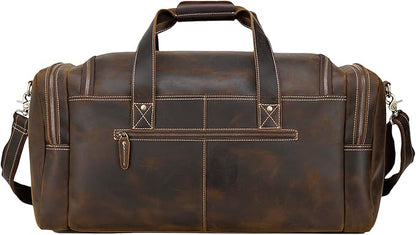 Polare 23" Full Grain Cowhide Leather Gym Duffle Weekender Overnight Travel Duffel Bag For Men