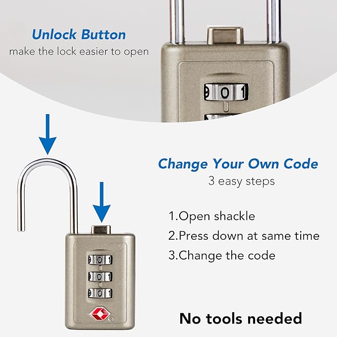 Combination Lock TSA Approved Lock 3 Digit Code Padlock Luggage Lock for Bags, Luggage, Backpacks, Toolboxes, Suitcases, Storage Cabinets (12 Pack)