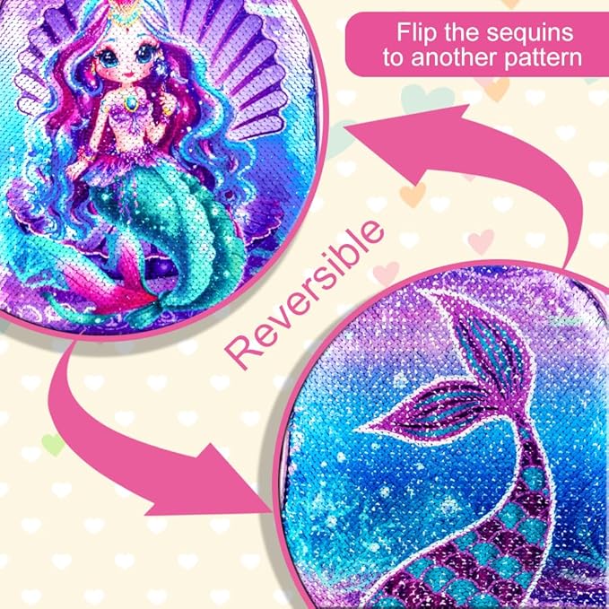 Kids Luggage for Girls, Cute Mermaid Rolling Suitcase Wheels for Children Toddler