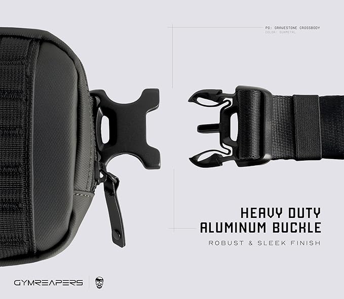 Gymreapers Travel Small Crossbody Bags for Men & Women with Hidden Pocket - Waterproof Crosssbody Fanny Pack for Men with Adjustable Shoulder Sling Belt for Traveling, Running & Hiking (Gunmetal)