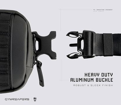 Gymreapers Travel Small Crossbody Bags for Men & Women with Hidden Pocket - Waterproof Crosssbody Fanny Pack for Men with Adjustable Shoulder Sling Belt for Traveling, Running & Hiking (Gunmetal)