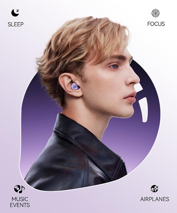 Ear Plugs for Sleeping Noise Cancelling 50dB Concert Earplugs for Noise Reduction Reusable Soft Silicone Ear Plugs for Snoring Shooting Work Motorcycle Airplane Musician with 7 Eartips Case Blue