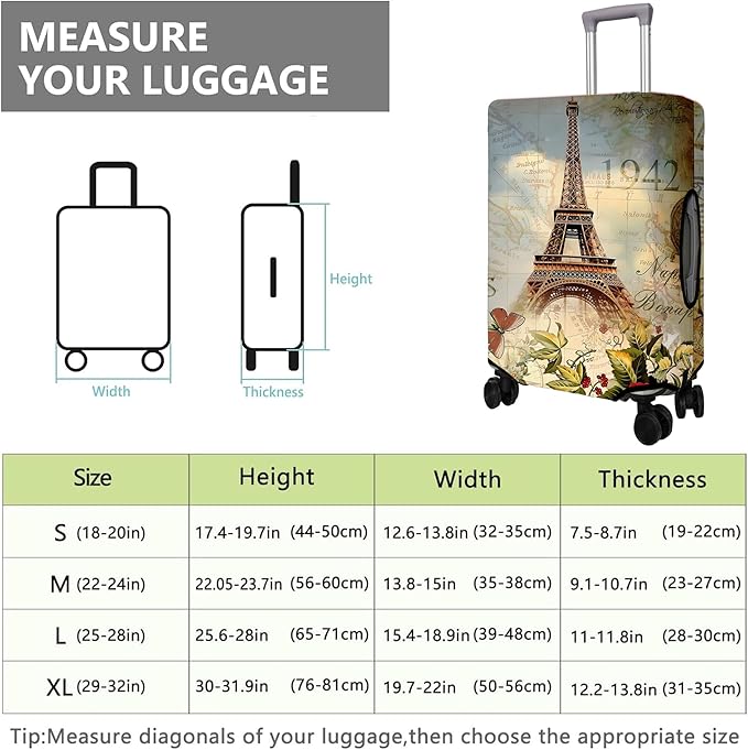Travel Luggage Cover Suitcase Protector Fits 18-32 Inch Wheel Covers PatternedTravel Related Items Flower Luggage Protector Elastic L