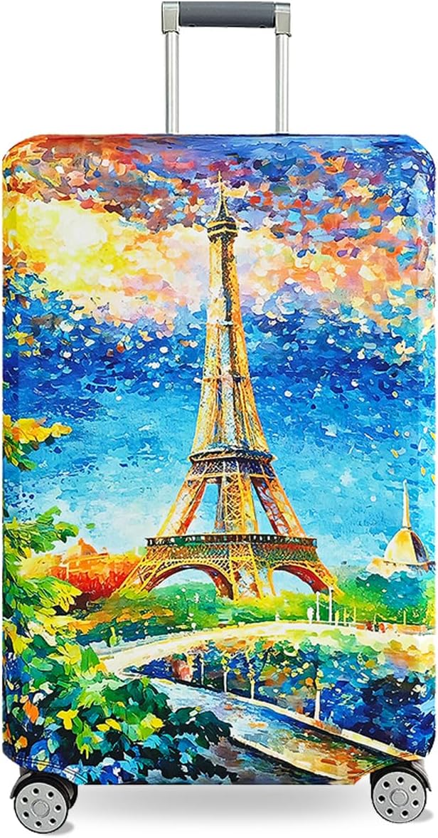 fancyfree Luggage Cover Washable Suitcase Protector Anti-scratch Suitcase cover (Dreamy Paris, L(25"-28" luggage))