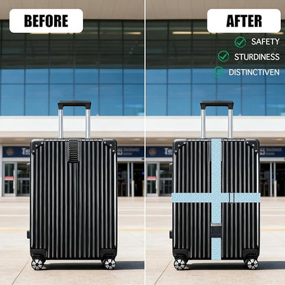 Nuxovilar Luggage Straps of 2 Set Small Blue Purple Mushrooms Pattern, 1.96x90.5 inches - Luggage Straps for Suitcases, Great for Nature Trips, Hiking, Leisure Travel