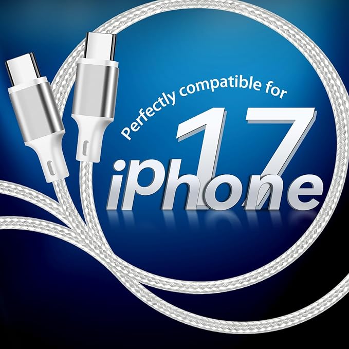 cugunu USB C to USB C Charger Cable, 5 Pack [3/3/6/6/10ft] Type C Fast Charging Cord High Data & Transfer Wire Compatible for iPhone 16/15/Pro/Plus/Pro Max iPad Pro Air 5 Samsung Galaxy(Silver)