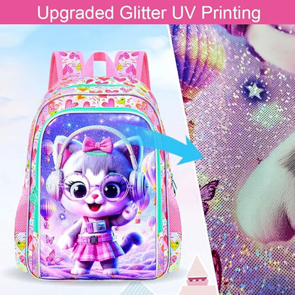 WZLVO 3PCS Kids Backpack for Girls, Unicorn Dinosaur Animal Prechool Elementary Kindergarten School Bookbag with Lunch Box