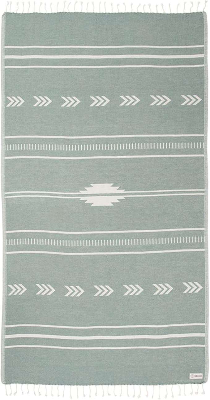 Sand Cloud Turkish Beach Towel - Sand Free - 100% Organic Turkish Cotton Yarn - Quick Dry Towel for Beach, Picnic Blanket or Throw - As Seen on Shark Tank - Santa Fe (Green)