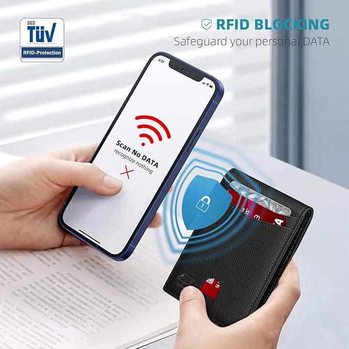 Zitahli Money Clip Wallets for Men,Slim Bifold Wallet 10-12 Cards, Mens Leather Wallet with ID Window,RFID Blocking Thin Minimalist Credit Card Holder,Gifts for Him