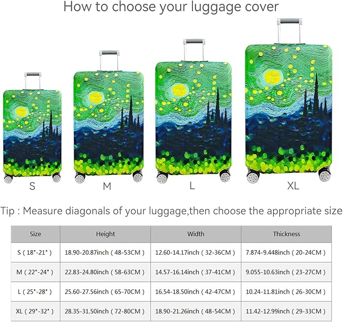 fancyfree Luggage Cover Washable Suitcase Protector Anti-scratch Suitcase cover (Green Starry Sky, L(25"-28" luggage))