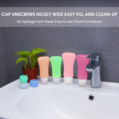 20 Pack Travel Bottles, 3oz & 2oz Leak Proof Toiletries, Perfect for Business & Personal Travel, Fun Outdoors Silicone 20 Pieces