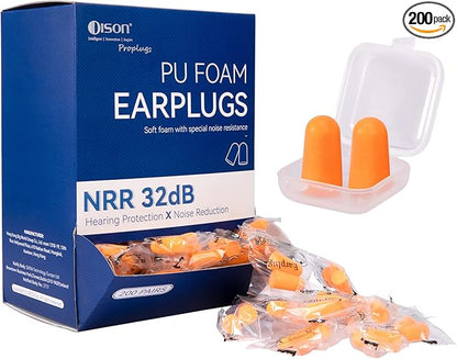 200Pairs Foam Earplugs, 32dB Disposable Noise Reduction Ear Plugs, Hearing Protection Bulk Ear Plugs for Shooting Range, Work, Travel,Concert