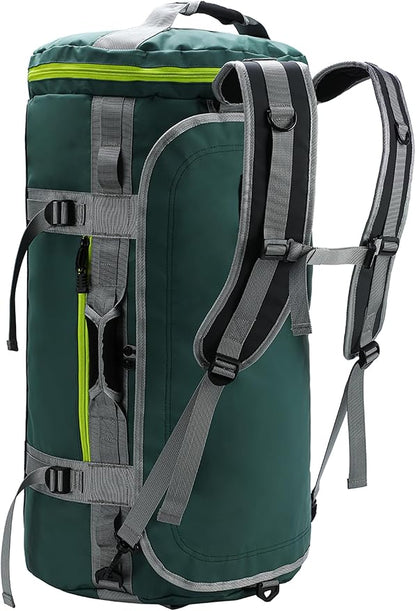MIER Large Duffel Backpack Sports Gym Bag with Shoe Compartment, Heavy Duty and Water Resistant, Green, 60L