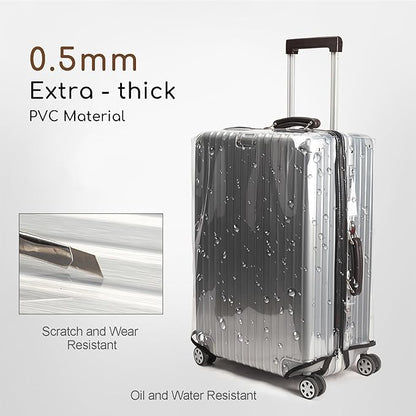 No Disassembly Suitcase Covers for Luggage - 22 Inch Extra Heavy Duty Clear Luggage Cover Protector, Transparent PVC Luggage Protector Suitcase Cover