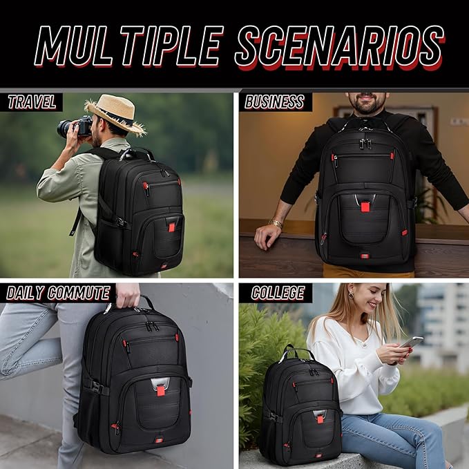 Z-MGKISS Travel Backpack, 50L Extra Large Travel Laptop backpack, Travel Backpack for Men Women with TSA Airline Approved Luggage Bussiness Backpack, Black