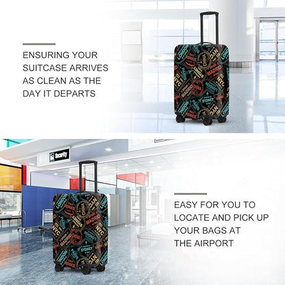 Global Destinations Suitcase Cover Set, Travel Bucket List Map Print, Heavy Duty Nylon Luggage Protector for 18-32 Inch, Cruise Vacation Essentials