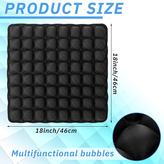 2 Packs Air Seat Cushion Inflatable Seat Cushion for Car Office Chair Wheelchair Pad Camping Mat for Pain Pressure Relief, 18"×18''