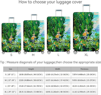 fancyfree Luggage Cover Washable Suitcase Protector Anti-scratch Suitcase cover (Cypress Painting, M(22"-24" luggage))