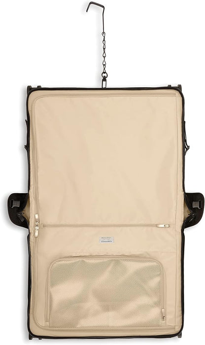 Briggs & Riley 21" Carry-On Wheeled Garment Spinner - Carry On Luggage for Travel, Suitcases with Wheels, Softside Rolling Bag for Men & Women, Built in Hook for Clothes - Baseline Collection, Black