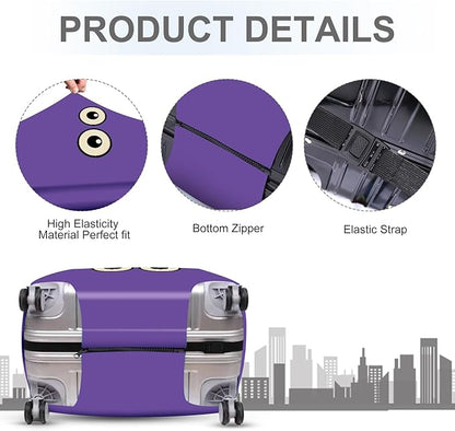 ANNA QUEEN Funny Cartoon Eyes Luggage Cover, Purple Suitcase Protector with Cute Big Eyes Design, Travel Suitcase Cover for 32-34 Inch Luggage, Stretchable & Washable Spandex Travel Accessories