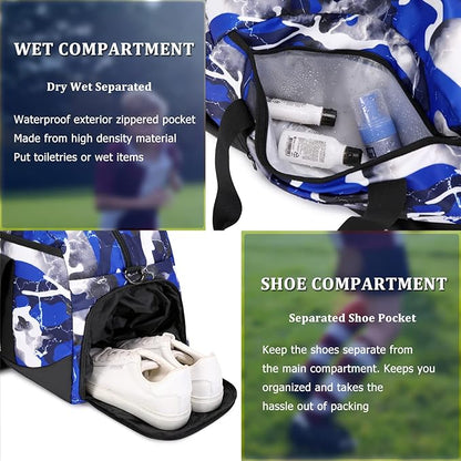 JIANYA Kids Duffle Bag Boys Sports Gym Bag with Shoe Compartment & Wet Pocket, Carry On Sleepover Bag Athletic Bag