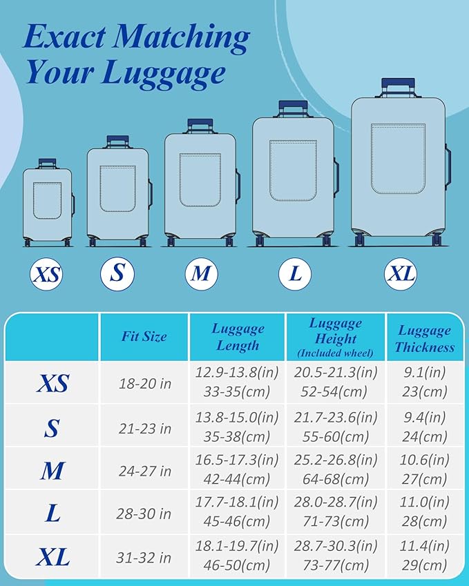 Slohif Luggage Cover for Suitcase Tsa Approved Protector - Luggage Sleeve Large Suit Case Cover Travel Stretch Baggage Case Protective Washable Fit 28-30 Inch Blue Rose Gradient L