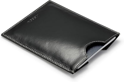 HISCOW Minimalist Passport Sleeve - Italian Calfskin (Antiqued Black)