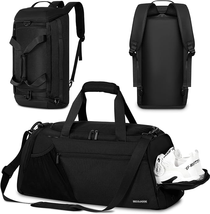 Gym Bags for Men Women 40L Large Gym Backpack Multiple Pockets Sport Duffle Bags with Shoe & Wet Compartment for Workout Travel Weekend Overnight Black