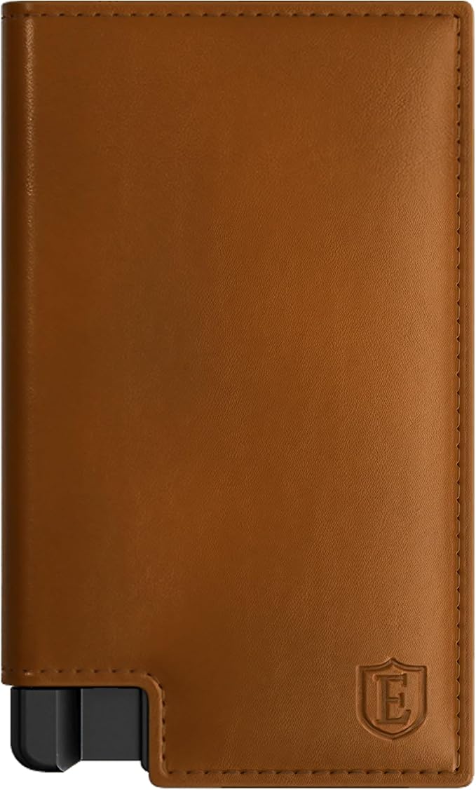 Ekster Men's Wallet PRO | RFID Blocking Parliament Leather Minimalist Wallet | Holds 14 Cards & Cash | Slim Cardholder for Men w/Push Button Designed for Quick Card Access | Tan