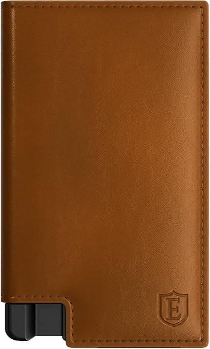 Ekster Men's Wallet PRO | RFID Blocking Parliament Leather Minimalist Wallet | Holds 14 Cards & Cash | Slim Cardholder for Men w/Push Button Designed for Quick Card Access | Tan