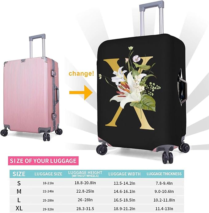 Decorative X Suitcase Protectors Elastic Washable Luggage Covers With Concealed Zippers For 18-32 Inch Luggage (Size Xl: Fits 29-32 Inch)