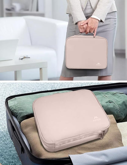 MATEIN Electronic Organizer Travel Case for Women, Double Layers Electronic Accessories Case with Handle, Portable Cord Organizer Travel for Cord, Charger, Phone, Earphone, Tablet, Pink Gift