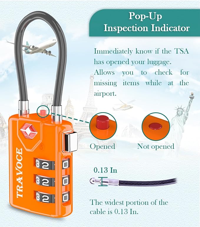 TSA Approved Luggage Locks, Travel Locks Which Also Work Great as Gym Locks, Toolbox Lock, Backpack and More, Orange 4 Pack