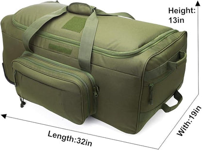Heavy-Duty X-Large Military Tactical Wheeled Rolling Duffel Trolley Bag For Deployment Traveling Camping Sporting