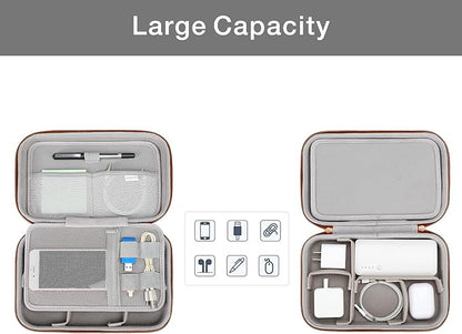 MOSISO Electronic Organizer Travel Case Compatible with MacBook Power Adapter, Compatible with Magic Mouse & Pencil, SD Card, USB Flash Disk with 4 Modular Insert & 2 Cable Tie & Snap Hook, Brown