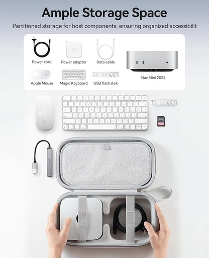 ORICO Protective Carrying Case for Apple 2024 Mac mini M4/M4 Pro, Portable Hard Shell Travel Storage Bag, Nylon Braided, Water Resistant Compatible with Magic Keyboard/Mouse/Trackpad/Charger (L)