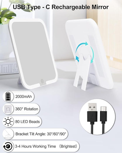 Chomeiu Makeup Bag with LED Mirror, Travel Makeup Case for Women and Makeup Artists Cosmetic Organizer Large Make Up Bags with Light Up Mirror, 3 Color Lights, Adjustable Dividers and Brush Holder