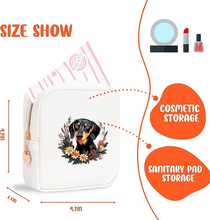 Dachshund Mini Makeup Bag, Dachshund Gift For Women Girls, Cute Portable Zipper Pouch Cosmetic Bag For Teen Girls Kids, Small Storage Bag For Sanitary Pad, Period napkin bag!
