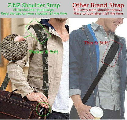 ZINZ 79 inch Shoulder Strap, Extra-thick Fixed Cushion Pad and Dual Clasps Universal Replacement Strap with Metal Swivel Hooks for Laptop Bags, Luggage Bags, Camera, Crossbody(Camouflage Green)