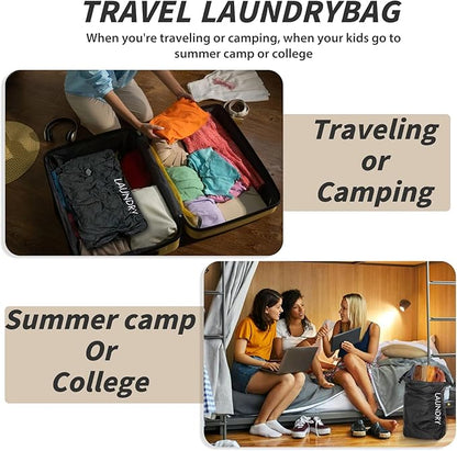 Travel Laundry Bag, Vacuum Compression Dirty Clothes Travel Bag Waterproof Wet Dry Bags Large Capacity Space Saver Bags Reusable Camp Clothes Organizer for Sports College Dorm Laundromat (1 Pcs )Black