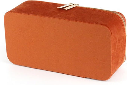 HofferRuffer Jewelry Box Organizer for Women Girls, Travel Jewelry Case with 12 Portable Zipper Bags, Jewelry Storage Ideal for Travel & Home Organization (12pcs-Brown Velvet)