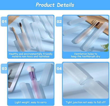 60pcs plastic toothbrush holder clear toothbrush holder with cover bulk dustproof tooth brush Case Cover Protector plastic tooth brush holders for Travel Trip Camping Toothpaste Covers